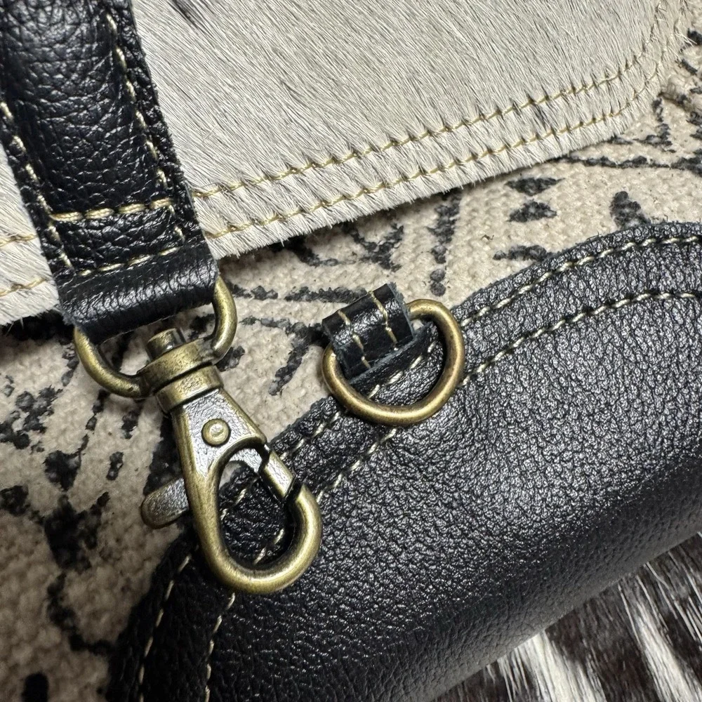 Myra Bag Leather Hair On Backpack-Southwest Hair-on Fur Cow Backpack Travel Bag